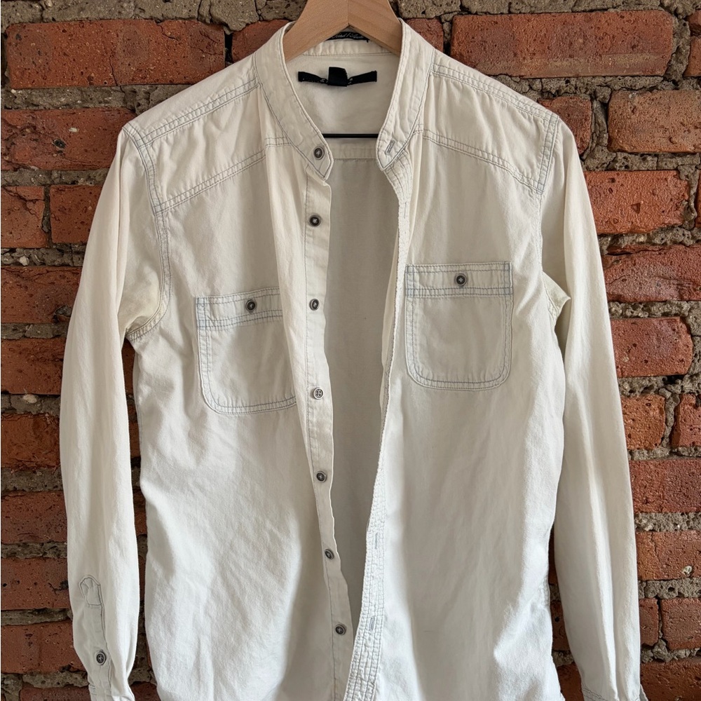 White Button-Up Denim Shirt